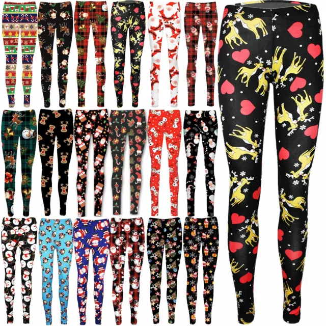 Leggings Babbo Natale Natale Bambini Lunghezza intera renne