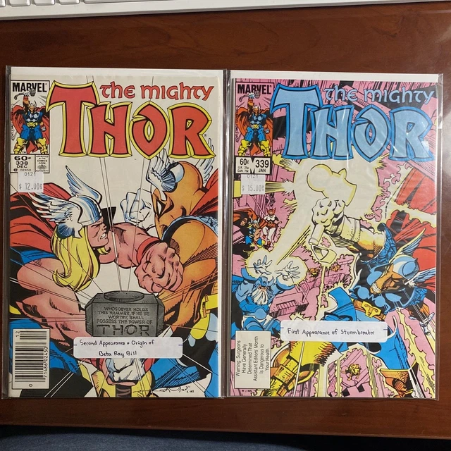 The Mighty Thor #338 & #339 Beta Ray App. 1st app. Stormbreaker Marvel 1984