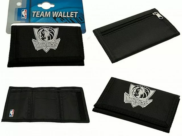 Official NBA Basketball Dallas Mavericks Black Nylon Trifold Foil Print Wallet