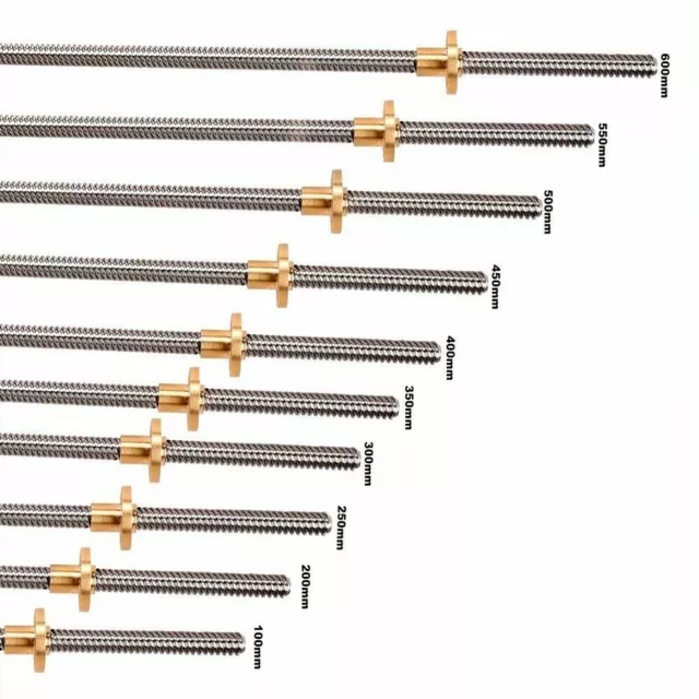 8mm Stainless Steel Trapezoidal Lead Screw Rod With Brass Nut For 3D-Printer