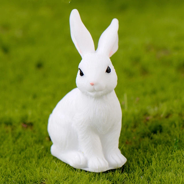 12pcs Adorable Ornement De Lapin DIY Micro Paysage De Résine De Lapin Artisanat