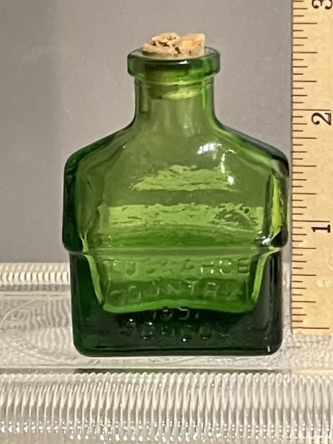 Vintage Tuckahoe Country School House Glass  Ink Well Bottle Wheaton Nj Green