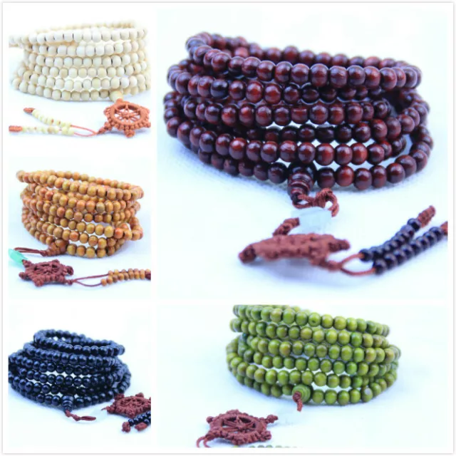 Tibetan 216 6mm Sandalwood Buddhist Prayer Beads Mala bracelet