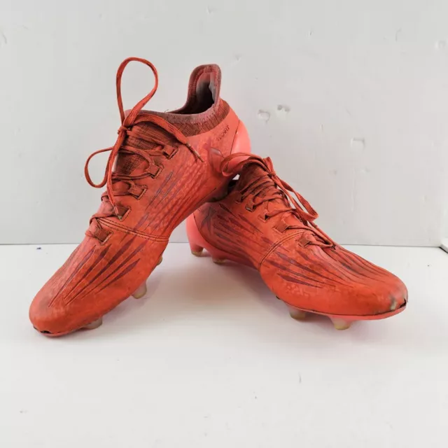 Botas de fútbol americano adidas X 16.1 FG cuero Reino Unido talla 8.5 adulto naranja