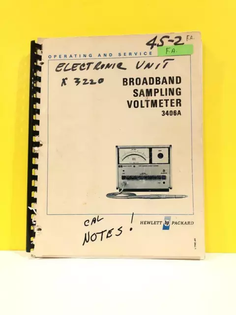 HP 03406-90003 Model 3406A Broadband Sampling Voltmeter Operating/Service Manual