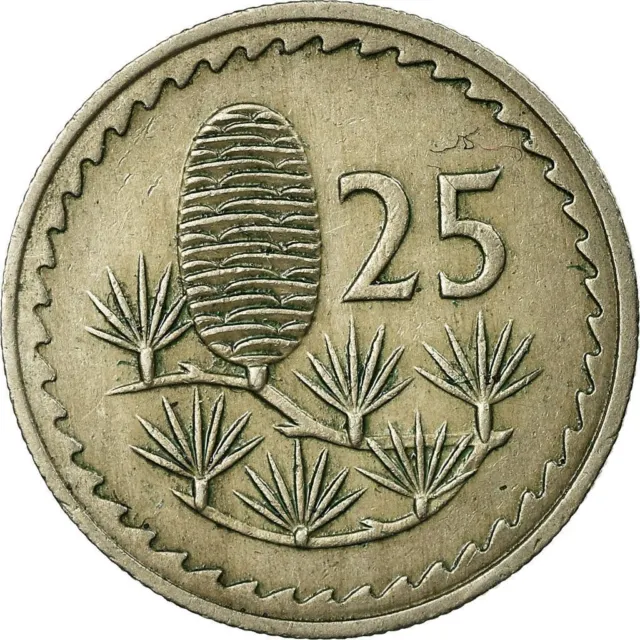 Cyprus 25 Mils Coin | Cedar Tree | 1963 - 1982