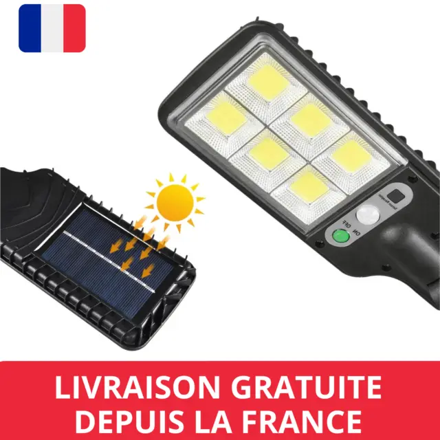 Lampe Solaire Extérieur Jardin 600LM Éclairage Lumière Détecteur de Mouvement