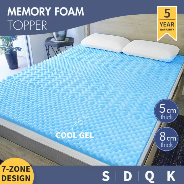 7 Zone Mattress Topper Memory Foam 5/8cm Single Double Queen King Size COOL GEL