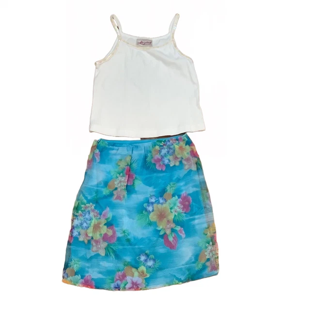 Girls Storybook Heirlooms  2 pc Floral Skirt Outfit Made in USA Size 12