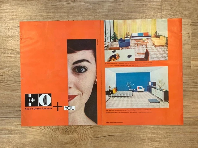 Magazine Ad* - 1955 - Knoll & Drake Furniture - Mid Century Modern - (two-pages)