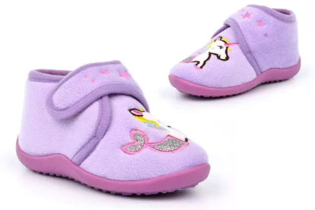 Girls Slippers Kids Slippers Bootie Slippers Mermaid Unicorn Slippers Lilac Size