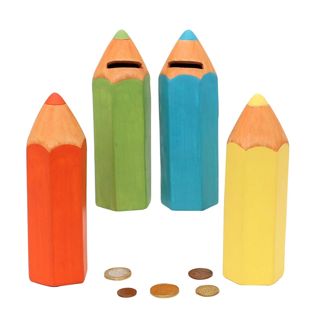 4er Set Spardose Sparfigur zum Geld sparen Sparstifte bunt 6x5,5x17cm 20 0222 4er Set Spardose Sparfigur zum Geld sparen Sparstifte bunt 6x5,5x17cm 20 0222