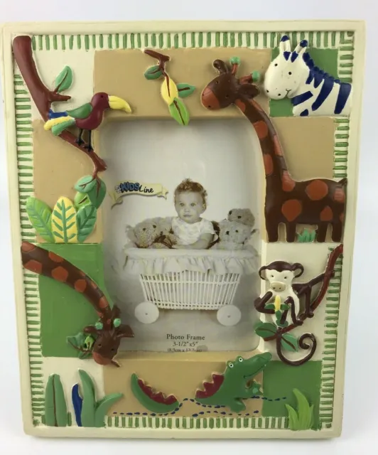 Jungle Animal Raised Picture Photo Frame Fits 3 1/2" x 5"  Baby Kids Room Resin