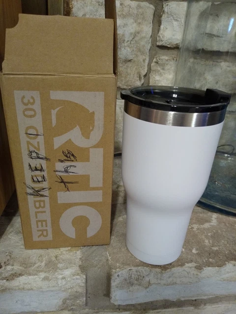 New! RTIC 30 oz Thermal Tumbler Stainless Coffee Mug Travel Cup Cold/Hot White 2