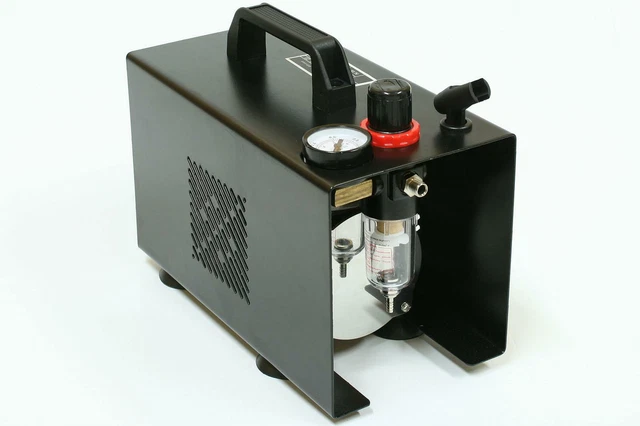 Mini-Compresor De Aerografia Airbrush 80Se Con Regulador Y Manometro 0-4 Bar