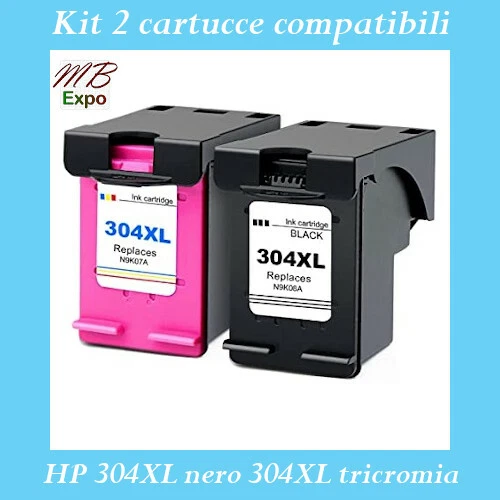 Kit 2 Cartucce compatibili HP 304XL nero e colore per DeskJet 3720 DeskJet 2620