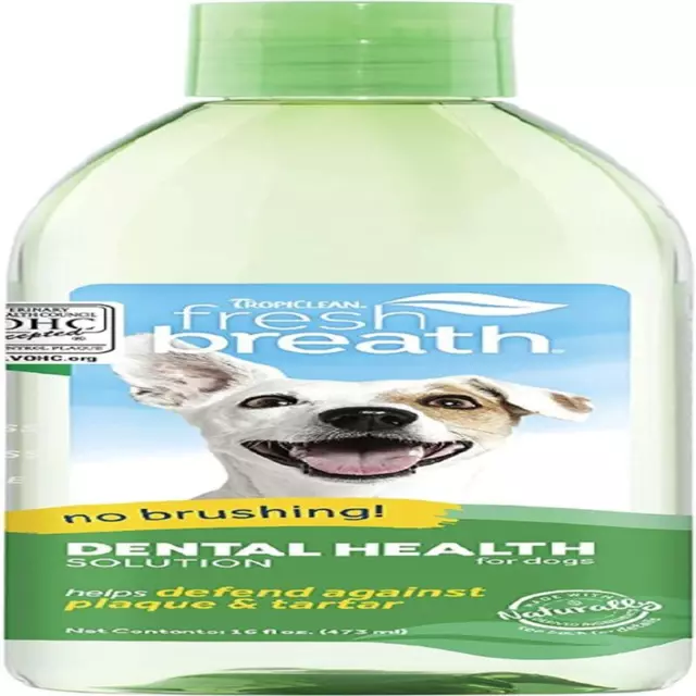 TropiClean Fresh Breath Dog Teeth Cleaning Mouthwash Dental Care 473ml Original