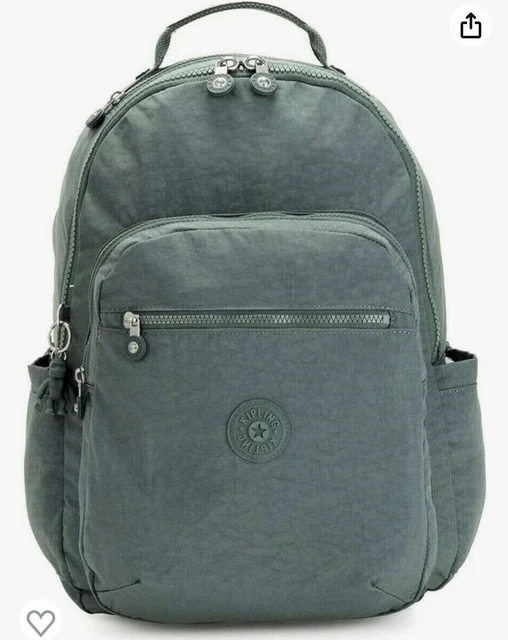 Kipling Seoul Large Backpack, Hiker Green Tonal BP4412, w Laptop Protection, NEW