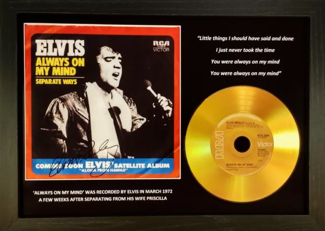 Elvis Presley 'Always On My Mind' Signed Gold Disc Collectable Memorabilia Gift