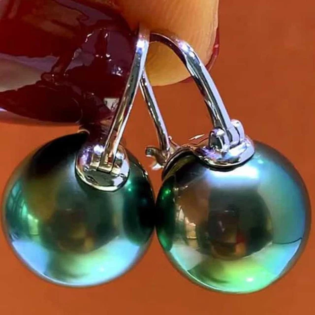 Lucky 12MM Peacock Blue Shell Pearl Earrings 18k Hook Accessories Party Fashion