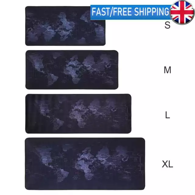 World Map Rubber Large Gaming Mouse Pad Computer Keyboard Desk Mat S-XL