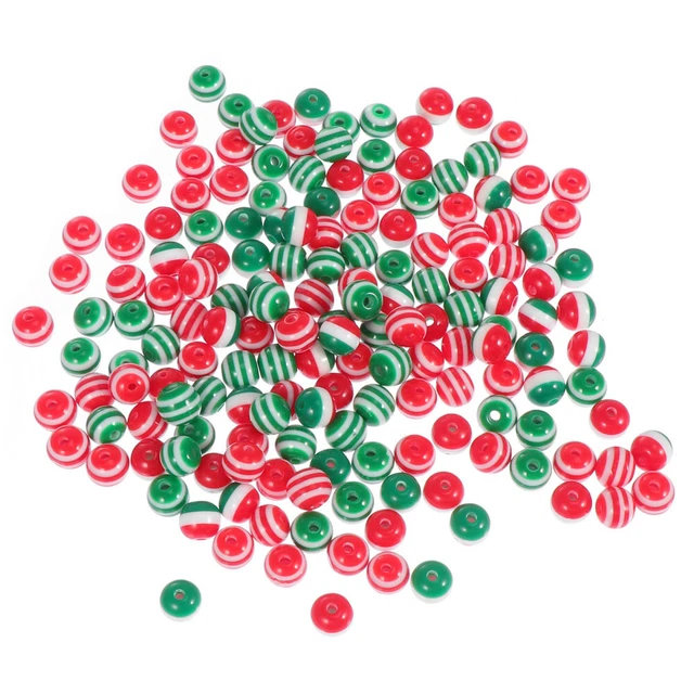 Pendientes redondos de perlas a rayas de resina fiesta de Navidad grano