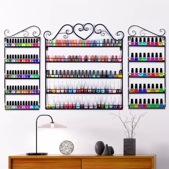 5 Tier Nail Polish Rack Wall Mounted Display Organizer Holder Stand Metal Shelf