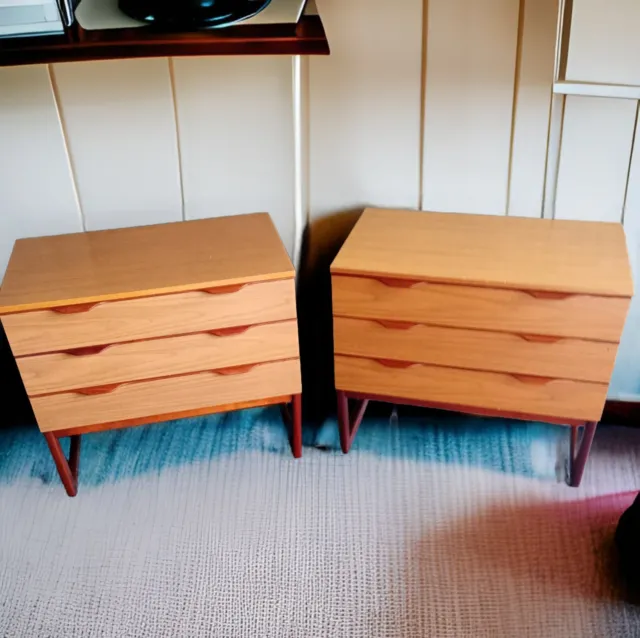 Pair Of Mid Century 1960,S Europa Bedside Cabinets, Small Chest Of Drawers