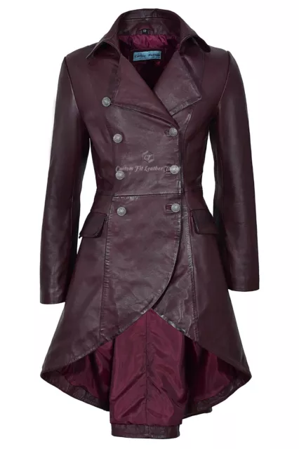 EDWARDIAN LADIES LEATHER Jacket Cherry Long Back Victorian Gothic Coat 3491 159.66 PicClick UK
