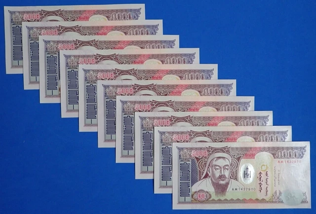 Lot 10 Pcs Mongolia 2013 UNC 5000 tugrik banknote