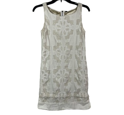 KAS New York Ivory Beige White Detailed Textured Dress Size S EUC
