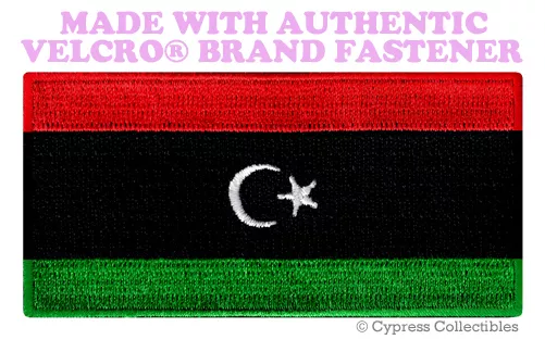 LIBYA NATIONAL FLAG PATCH LIBYAN EMBROIDERED SOUVENIR w/ VELCRO® Brand Fastener