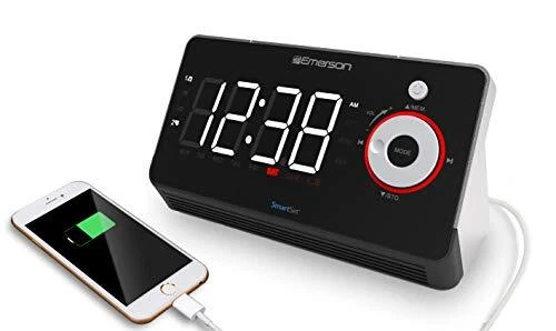 Emerson Radio ER100113 Smartset Alarm Clock Radio with Type C Quick Charger B...