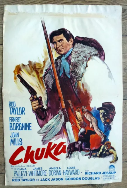 belgian poster western CHUKA, ROD TAYLOR, ERNEST BORGNINE, JOHN MILLS, INDIENS