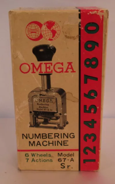Omega Numbering Machine (Stamp) Model 67-A Sr. - 6 wheels - 7 Actions