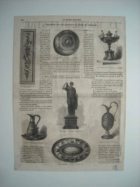 Gravure 1861. Exposition Des Arts Industriels Au Palais De L’industrie. Descript