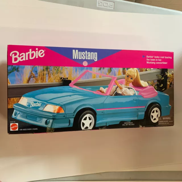 Vintage Barbie 1996 Ford Mustang Toy Convertible Car Blue Mattel #65032