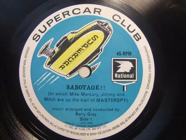Supercar Club - Barry Gray – Sabotage / Supercar Song 1962 Flexi Disc Lyntone