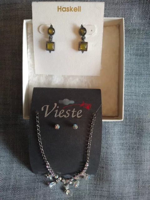 Vieste Necklace And Earrings Set In Austrian Crystal, Haskell Earrings