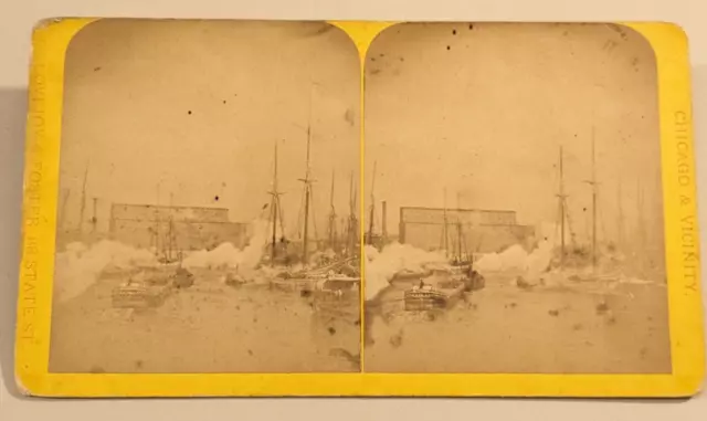 Chicago Illinois Lovejoy & Foster Stereoview Photo Shipping Grain Elevators