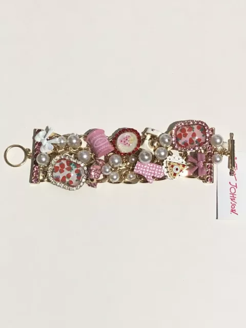 Betsey Johnson BABYCAKES Strawberry Pie Toggle Bracelet Mixer Sugar Croissant