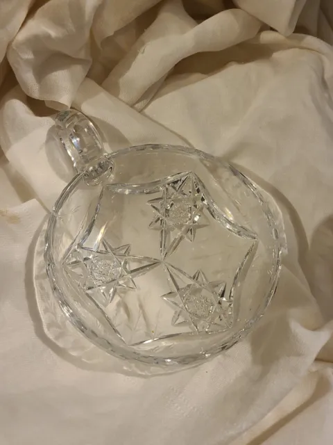 ABP signed Hawkes  Glass Crystal  Handle Nappy Dish
