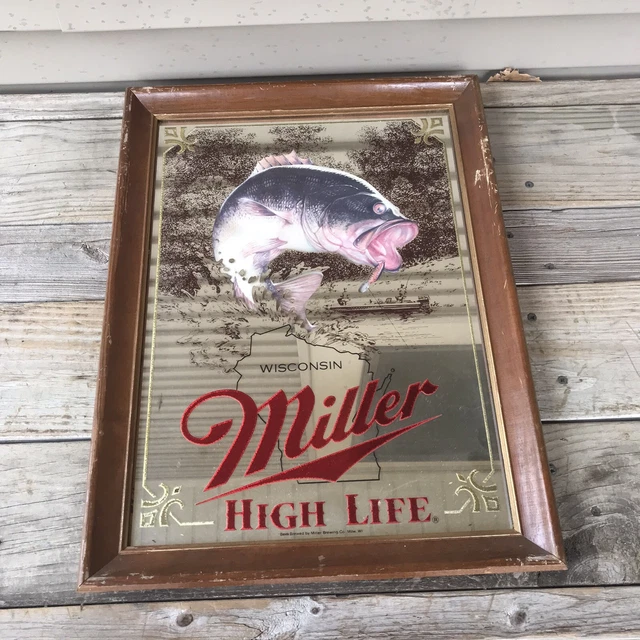 Miller High Life Sportsmen’s Series Wisconsin Bass Mirror Bar Beer Sign