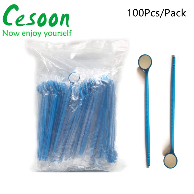 1XDental Intraoral Disposable Mirror Exam Reflector Mouth Mirrors Plastic Handle