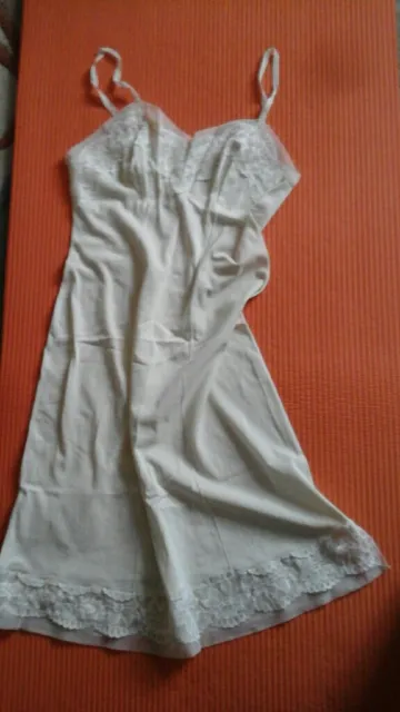 True Vintage! Unterrock, Nachtkleid, 60er Jahre, Perlon/Nylon, weiß, Gr. 36/38