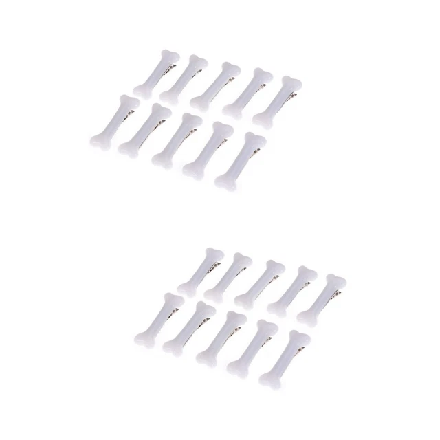 20 clips de pelo de hueso de perro blanco vivo para mujer para Halloween y juegos con cosplay (blanco)