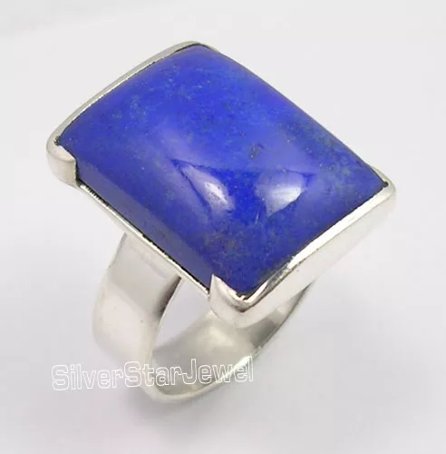 925 PURE Silver Fabulous LAPIS LAZULI MADE IN INDIA MEN'S Ring Any Size BIJOUX