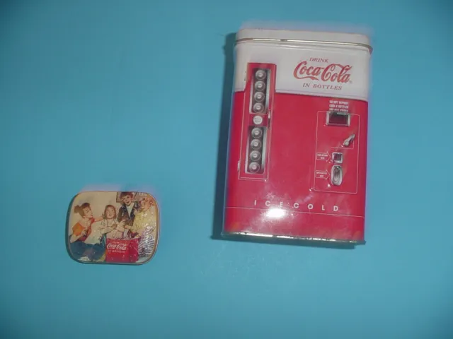 Vintage Mini Coke Cola Soda Tin Small & Coke Vending Machine Tin Lot 