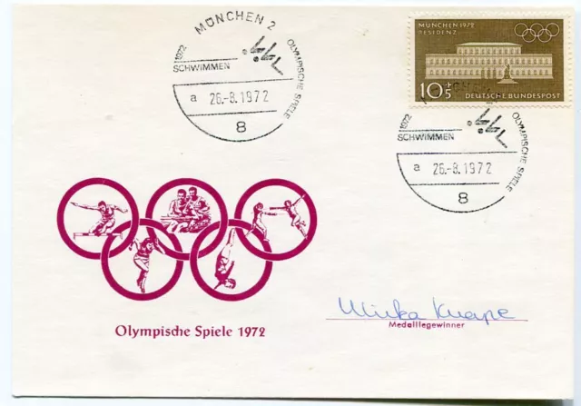 Ulrika Knape - orig. Autogramm, Ersttagsbrief Olympia 1972, FDC, Olympics