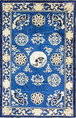 5' x 7'8" Unusual and Amazing Antique Chinese Peking Deco design Carpet,#16937